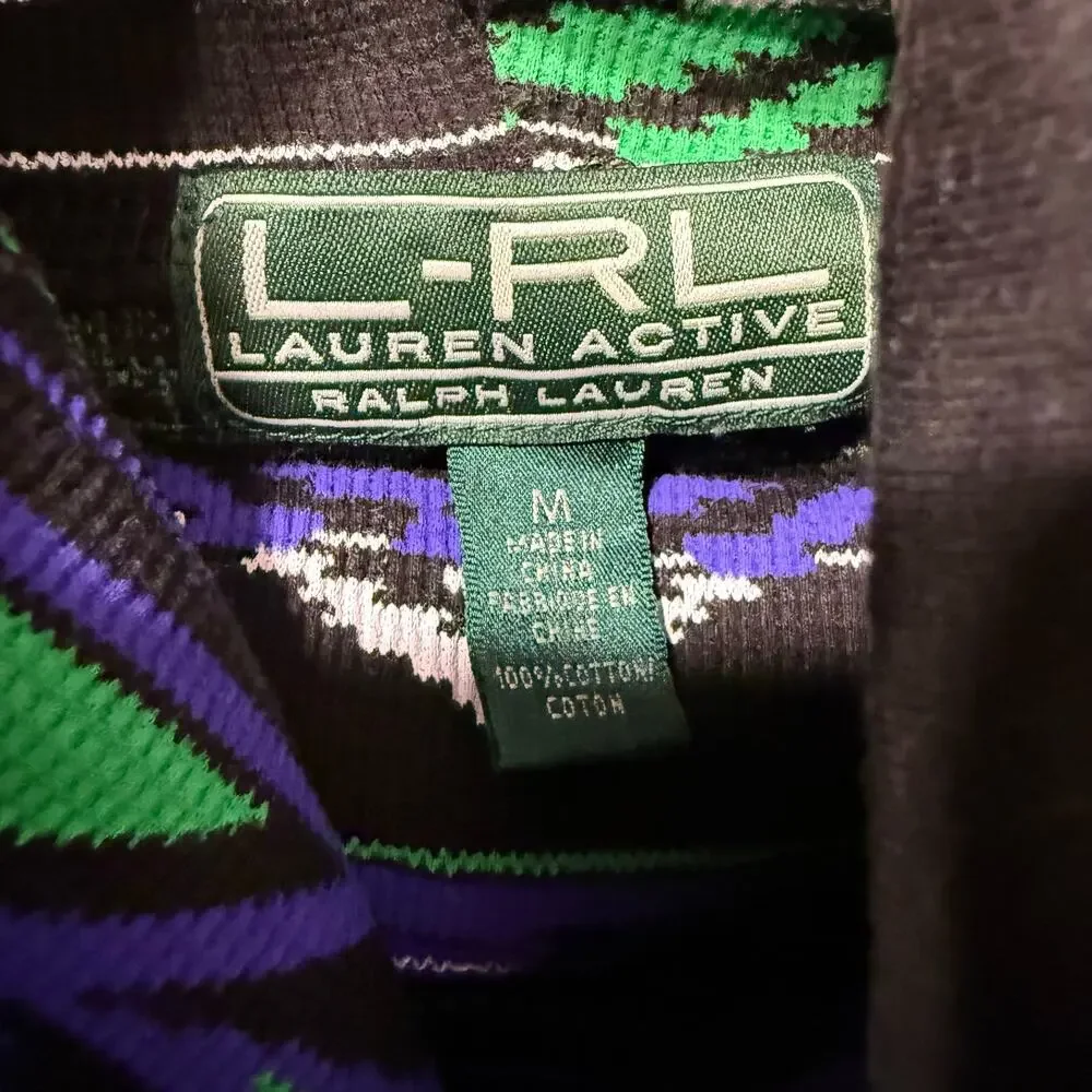 Lauren Ralph Lauren Active Aztec Southwest Thermal Cowl Neck Sweatshirt Top Med - Picture 8 of 13